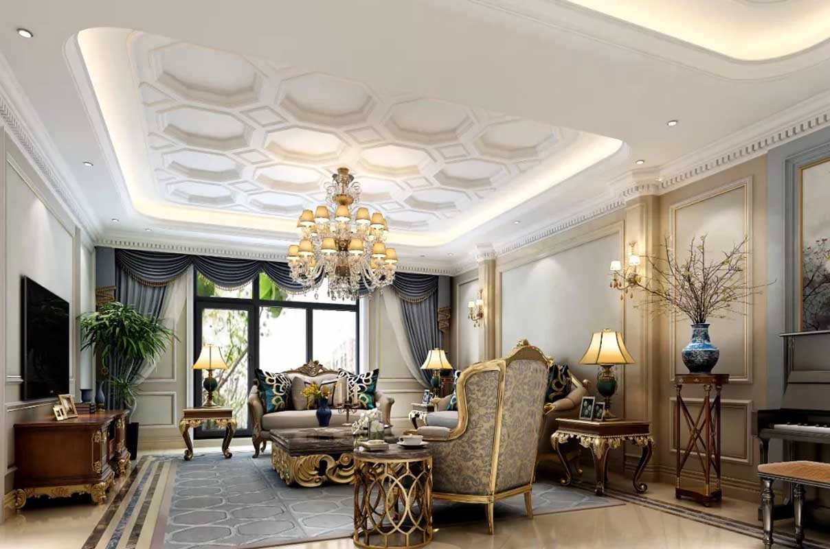600平方米别墅中西混搭风格装修效果图 青花烟雨